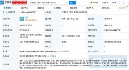 寧德時(shí)代投資10億元成立新能源材料公司，深化產(chǎn)業(yè)戰(zhàn)略布局